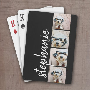 4-Foto-Collage - Filmstreifen-Layout - schwarz Spielkarten