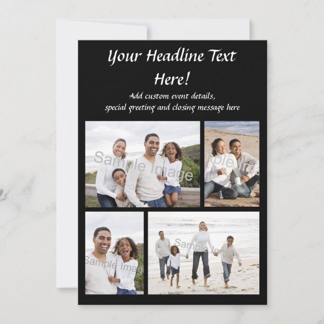 4-Foto Collage Flat Grußkarte oder Einladung (Vorderseite)
