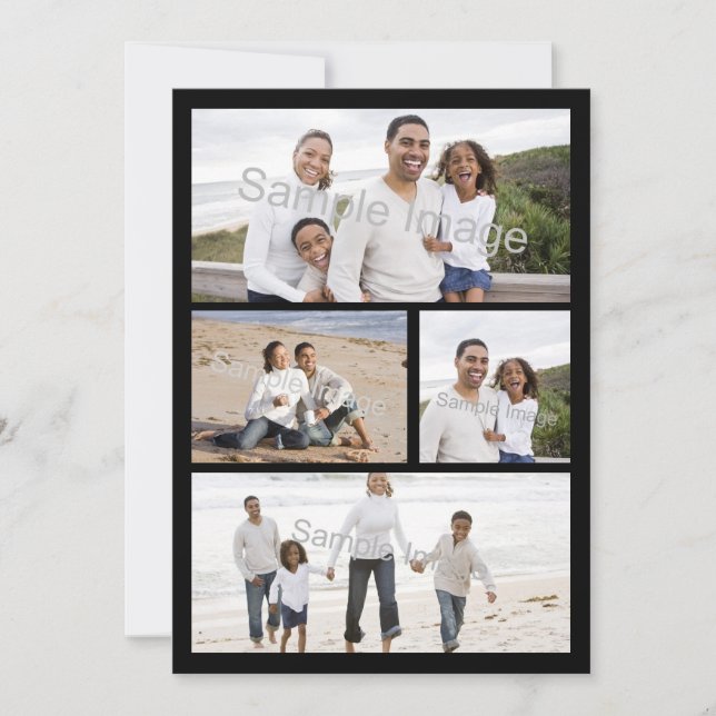 4-Foto Collage Flat Grußkarte oder Einladung (Vorderseite)