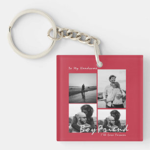 4-Foto Collage Forever Boyfriend Valentine's Day Schlüsselanhänger