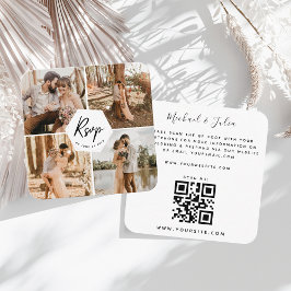 4 Foto Collage Fotografy Wedding RSVP QR Code Begleitkarte