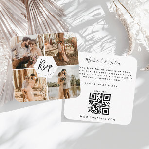 4 Foto Collage Fotografy Wedding RSVP QR Code Begleitkarte