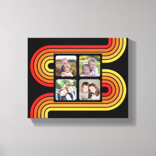 4-Foto-Collage funkige Linienkunst schwarze Sonnen Leinwanddruck