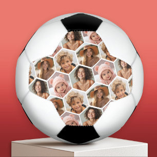 4-Foto-Collage - funky Honigwaben-Sechseck-Muster Fußball