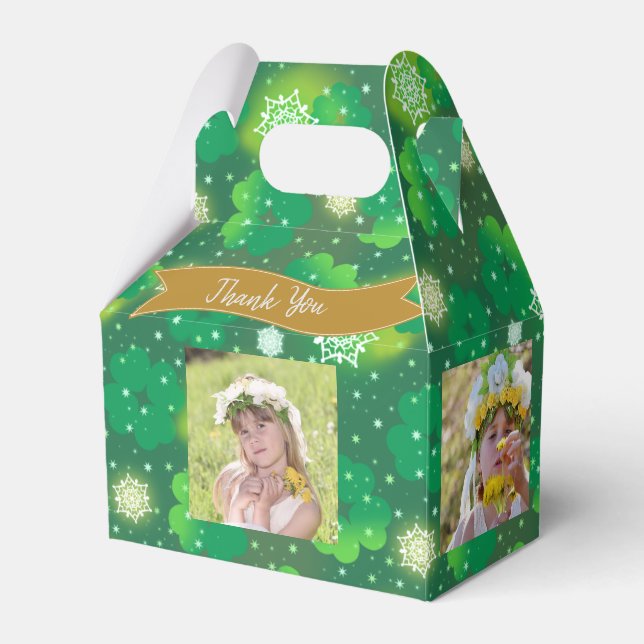 4 FOTO Collage Gable Box St Patricks Shammrock Geschenkschachtel (Vorderseite)
