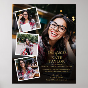 4-Foto-Collage Gold-Abschlussfeier-Schild Poster