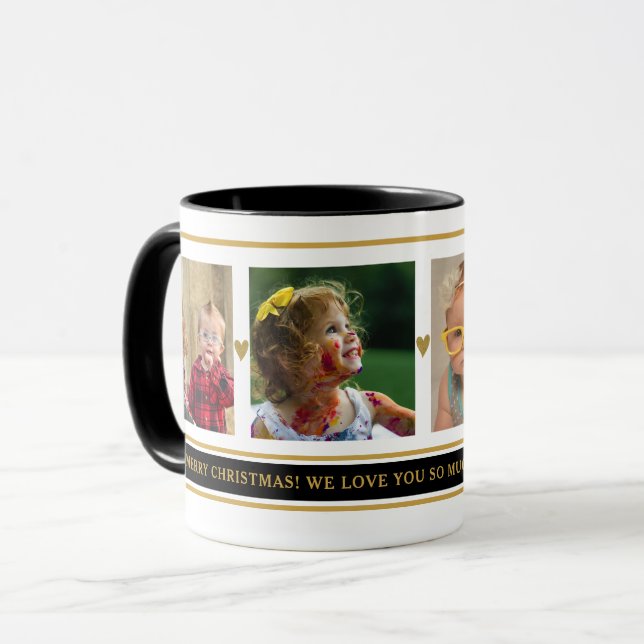 4 Foto Collage Grandkids Großeltern Weihnachten Tasse (Vorderseite Links)