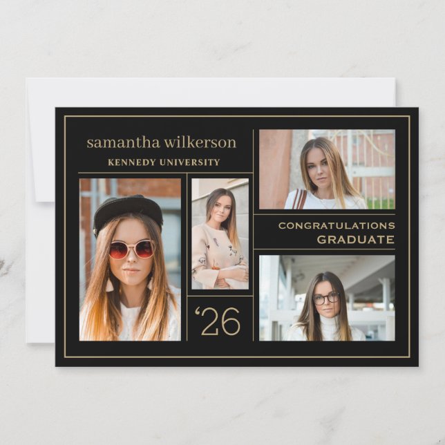 4 Foto Collage Gratulation Graduate Ankündigung (Vorderseite)