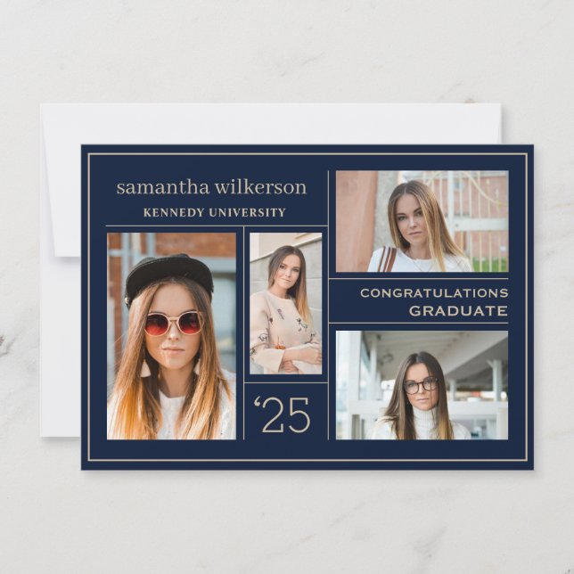 4 Foto Collage Gratulation Graduate Mitteilungskarte (Vorderseite)