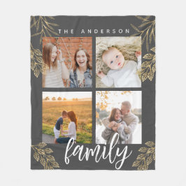 4 Foto Collage Grid Skript Fleece Blanket