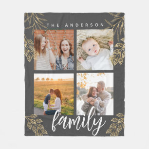 4 Foto Collage Grid Skript Fleece Blanket