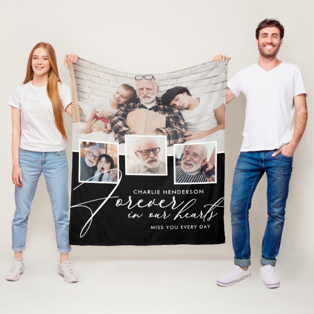 4-Foto Collage Handgeschriebene für immer in unser Fleecedecke (Beispiel)