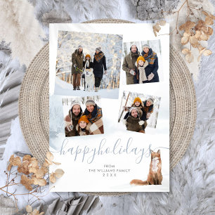 4 Foto Collage Happy Holidays Winter Woodland Fox Feiertagskarte