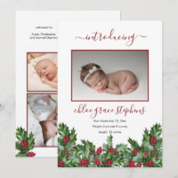 4 Foto Collage Holly | Berries Girl Birth Announc