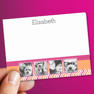 4 Foto-Collage Hot Pink Orange Chevron Post-it Klebezettel