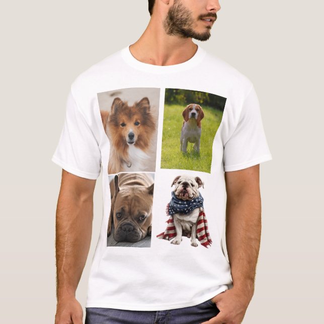 4 Foto Collage Hunde Liebhaber Haustier T-Shirt (Vorderseite)