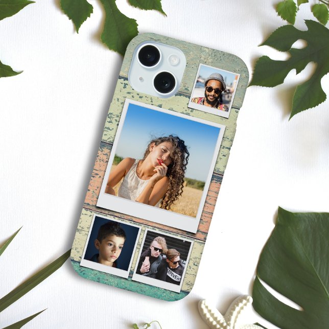 4-Foto-Collage iPhone 15 Hülle (iPhone case with personalized phot template.)