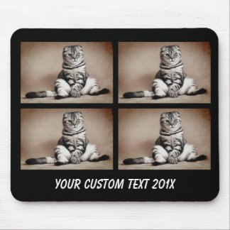 4 Foto Collage met text - kies achtergrond kleur Mousepad
