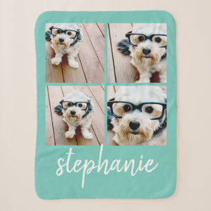 4 Foto-Collage Minimalistischer handgeschriebener  Sherpadecke