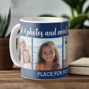 4-Foto-Collage mit 2 Textzeilen - Party Kaffeetasse