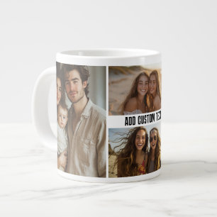 4-Foto-Collage mit einer Textzeile - Minimalistisc Jumbo-Tasse