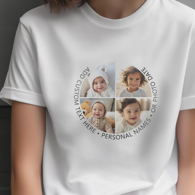 4-Foto-Collage mit gekrümmtem benutzerdefiniertem  T-Shirt (Custom Photo T-shirt)