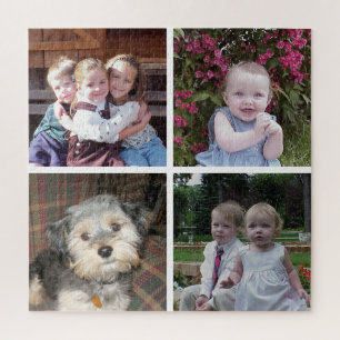 4-Foto-Collage mit minimalem weißen Hintergrund Puzzle