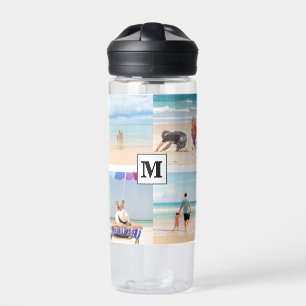 4 Foto Collage Monogram Punalu'u Beach Hawaii Trinkflasche