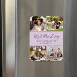 4 Foto Collage Muttertagsgeschenk Magnet<br><div class="desc">Benutzerdefinierter Muttertagmagnet personalisiert mit Ihren Fotos und Texten. Dieses moderne minimalistische Design verfügt über ein Foto-Collage-Layout für 4 quadratische Instagram-Fotos und ein handgeschriebenes Style-Skript, das "Beste Mama je - Muttertag" ausliest oder mit einer eigenen speziellen Nachricht versehen ist. Verwenden Sie die Designtools, um die Hintergrundfarbe zu ändern, mehr Fotos hinzuzufügen,...</div>