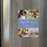 4 Foto Collage Muttertagsgeschenk Magnet<br><div class="desc">Benutzerdefinierter Muttertagmagnet personalisiert mit Ihren Fotos und Texten. Dieses moderne minimalistische Design verfügt über ein Foto-Collage-Layout für 4 quadratische Instagram-Fotos und ein handgeschriebenes Style-Skript, das "Beste Mama je - Muttertag" ausliest oder mit einer eigenen speziellen Nachricht versehen ist. Verwenden Sie die Designtools, um die Hintergrundfarbe zu ändern, mehr Fotos hinzuzufügen,...</div>