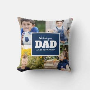 4 Foto Collage Navy Blue Vater Wir Liebe Sie Vater Kissen