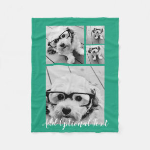 4-Foto-Collage Optional Text -- CAN Farbe bearbeit Fleecedecke