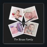 4 Foto-Collage personalisiert Quadratische Wanduhr<br><div class="desc">4 Foto-Collagen-personalisierte Schablonenwanduhr. fügen Sie einfach Ihre eigenen Fotografien und Text dieser Maueruhr. hinzu. einfach zu personifizieren. kundengerechte Fotoschablonenuhr von Ricaso - perfekte Geschenkideen</div>