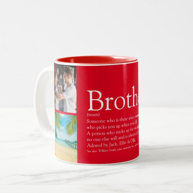 4 Foto Collage Red Best je Brother Definition  Zweifarbige Tasse (Vorderseite Links)
