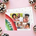 4 Foto Collage Retro Rainbow Weihnachten Liebe<br><div class="desc">Senden Sie Liebe und Fröhlichkeit an Ihre Familie und Freunde in dieser Ferienzeit mit diesen farbenfrohen vier Foto Collage Weihnachtskarten. Sie sind mit einem Retro-farbenen Weihnachtsregenbogen versehen, der in Rot, Orange, Rosa, Rosa, aquamarin, Grün, Kalkgrün und Minze links ist. Im Text steht: "It's All About the Liebe" - so passend...</div>