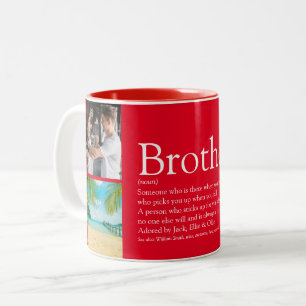 4 Foto-Collage Rot Bester Bruder aller Zeiten Defi Zweifarbige Tasse