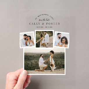 4-Foto-Collage Save-the-Date Klar Acryleinladungen