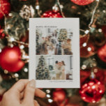 4 Foto Collage Schreibmaschine Minimalistisch Weih Feiertagskarte<br><div class="desc">Minimalistisch 4 Fotocollage Schrift Typografie Frohe Weihnachtskarte</div>