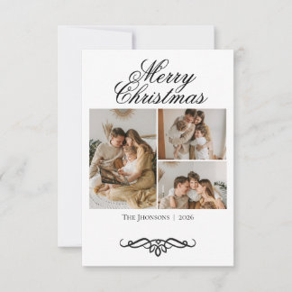 4 Foto-Collage Swirly Script Weihnachten Dankeskarte