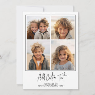 4-Foto-Collage Trendy Schrift - Weiß Schwarz Moder Feiertagskarte