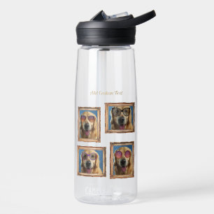 4-Foto-Collage Vintage-Rahmen Hunde Haustiere Fami Trinkflasche