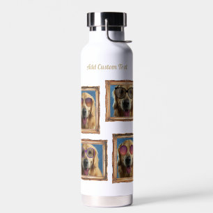 4-Foto-Collage Vintage-Rahmen Hunde Haustiere Fami Trinkflasche