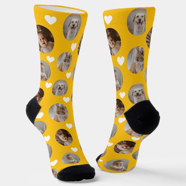 4 Foto Collage Vorlage Mach dein eigenes Spaß Socken (Gewinkelt)