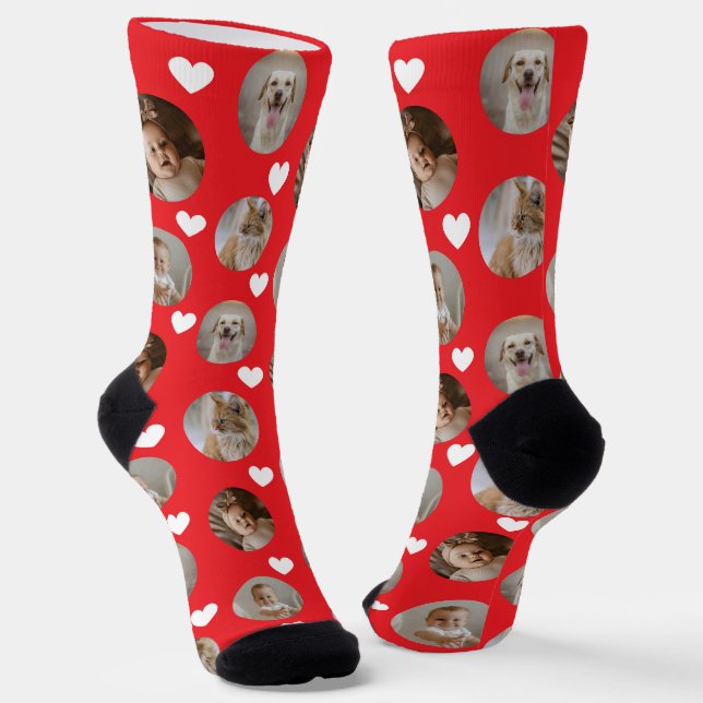 4 Foto Collage Vorlage Mach dein eigenes Spaß Socken (Gewinkelt)