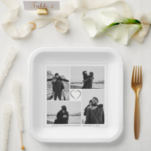 4 Foto Collage Wedding Brautparty Pappteller