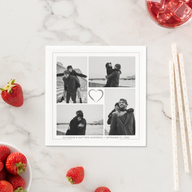 4 Foto Collage Wedding Brautparty Serviette (Beispiel)