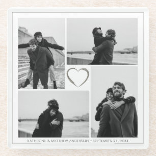 4 Foto Collage Wedding Jubiläum Glasuntersetzer