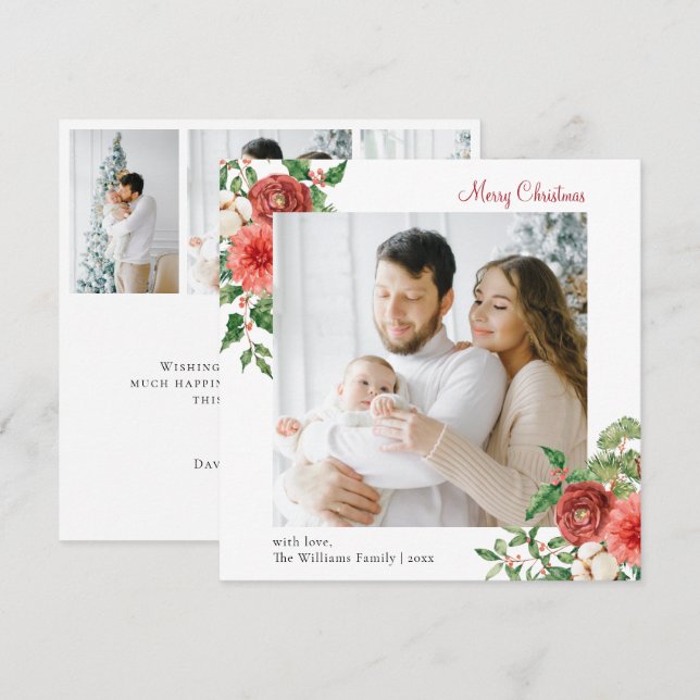 4 Foto Collage Weihnachtskarte (Vorne/Hinten)