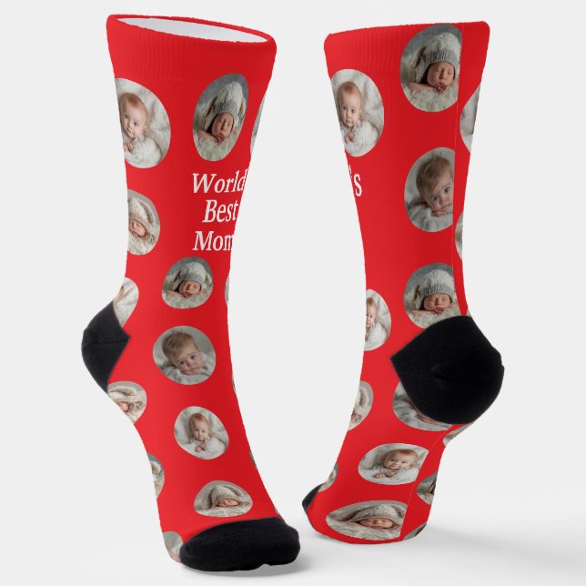 4 Foto Collage Weltbeste Mutter Socken (Gewinkelt)