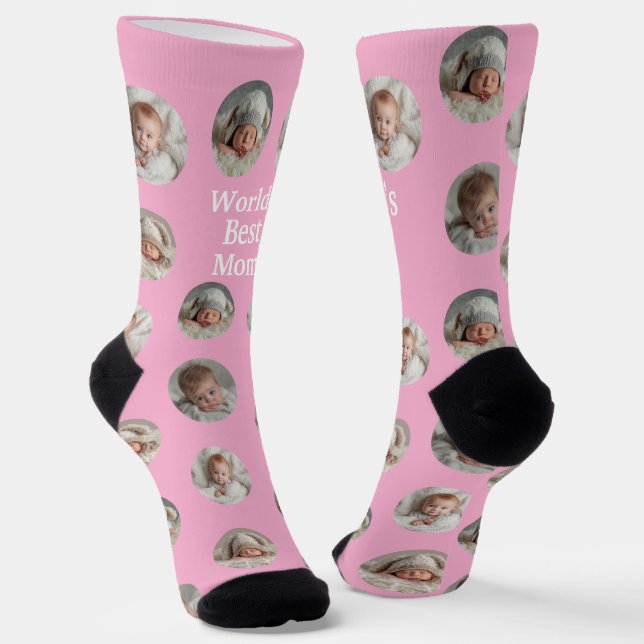 4 Foto Collage Weltbeste Mutter Socken (Gewinkelt)